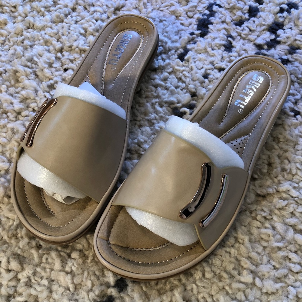 Beige Sandals with Rose Gold Accents